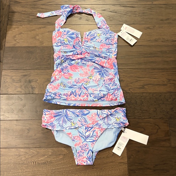 New With Tags Lilly Pulitzer Peggy Tankini Top and Lagoon Hipster Bottom Sz 8 - Picture 5 of 9